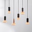 6-flammige Pendelleuchte Caverna - Schwarz mit Marmordetails, Set inklusive dimmbarer LED