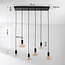 6-flammige Pendelleuchte Caverna - Schwarz mit Marmordetails, Set inklusive dimmbarer LED