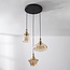 3-flammige Design-Pendelleuchte Calypso mit Schirmen aus Amberglas