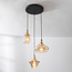 3-flammige Design-Pendelleuchte Calypso mit Schirmen aus Amberglas