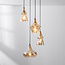 Retro-Design-Pendelleuchte Calypso mit vier Schirmen aus Amberglas