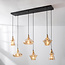 Industrial Pendelleuchte Calypso 6-flammig mit Amberglas