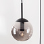 Moderne Pendelleuchte Marui Schwarz mit drei Kugeln aus Rauchglas