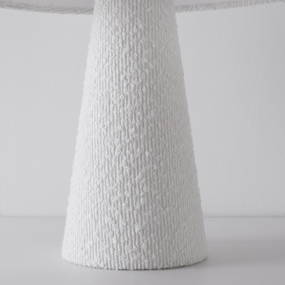 Leinen-Bouclé-Tischlampe Tisch – weiß