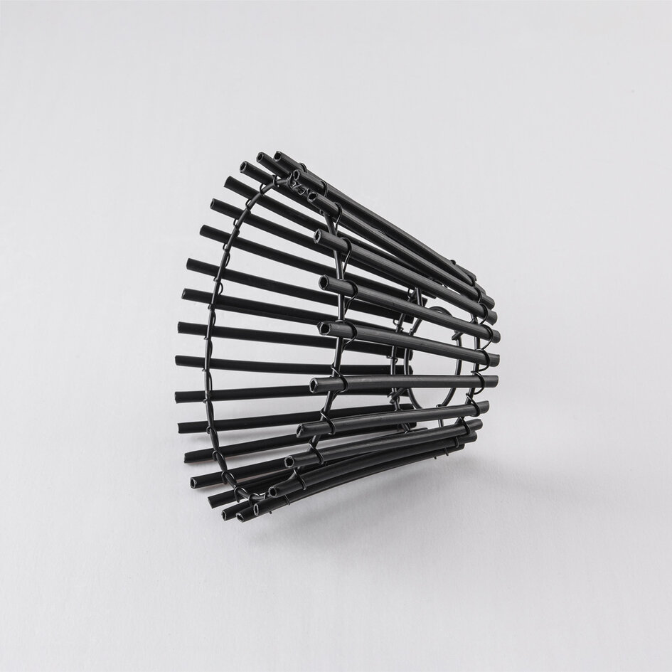 Lampenschirm in Rattan-Optik in Schwarz für Illu-Lichterkette