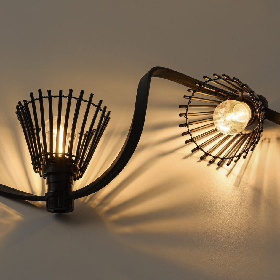 Lampenschirm in Rattan-Optik in Schwarz für Illu-Lichterkette
