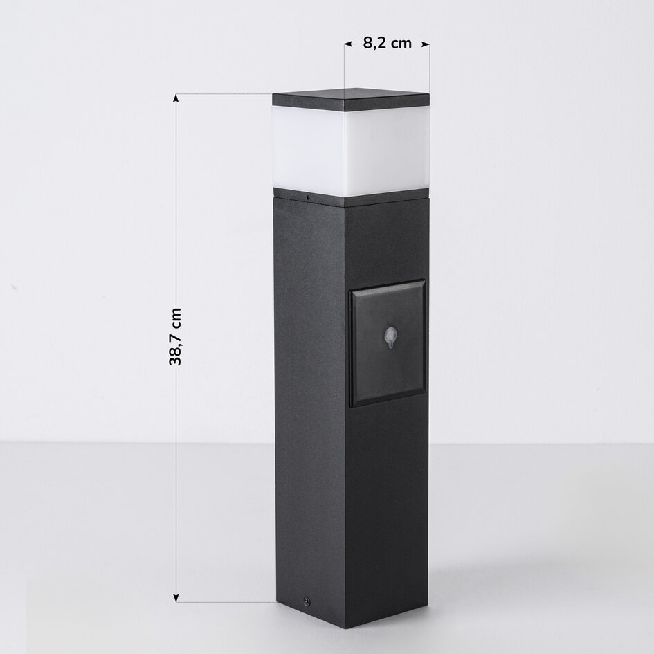 Smart Stehleuchte für den Außenbereich mit Steckdose und Tuya-App Ute – schwarz, mit Diffusor und 2 Steckdosen