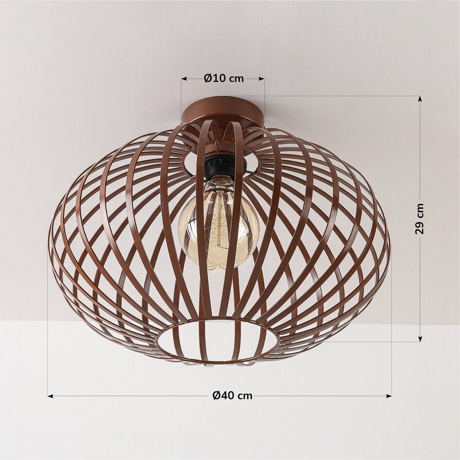 Deckenlampe Grata in Braun mit offenem Metallrahmen