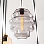 Design-Pendelleuchte Zavari mit 9 Glaskugeln in Amber, Rauchglas und Blau