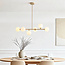 Design-Hängelampe Aster – beige mit milchweißem Glas, 6-flammig
