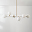 Design-Hängelampe Aster – beige mit milchweißem Glas, 6-flammig