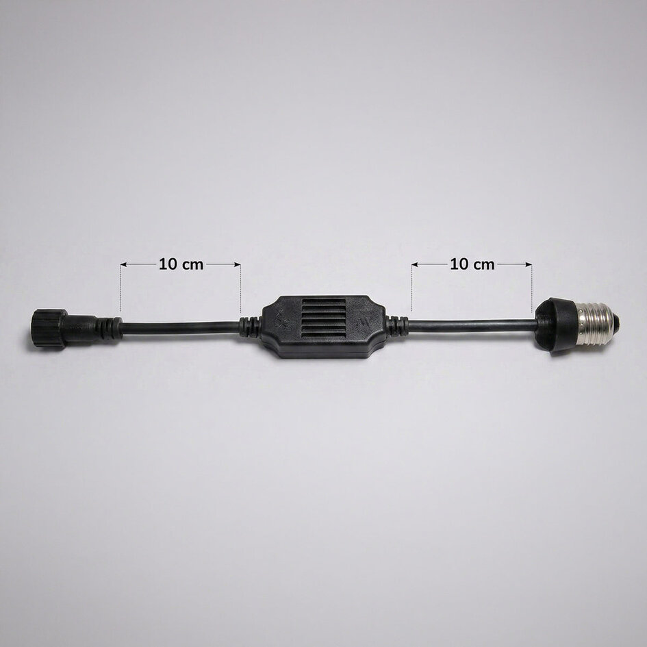 E27-Kupplungsadapter schwarz – zum Verbinden von Lichterketten mit Weihnachtsbeleuchtung