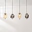 4-flammige Pendelleuchte Delia - Rauchglas und helles Amberglas mit goldenen Akzenten