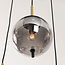 6-flammige Pendelleuchte Phora - Rauchglas und helles Amberglas mit goldenen Akzenten