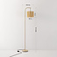 Bogenlampe Reed mit cremefarbenem geflochtenen Schirm - beige