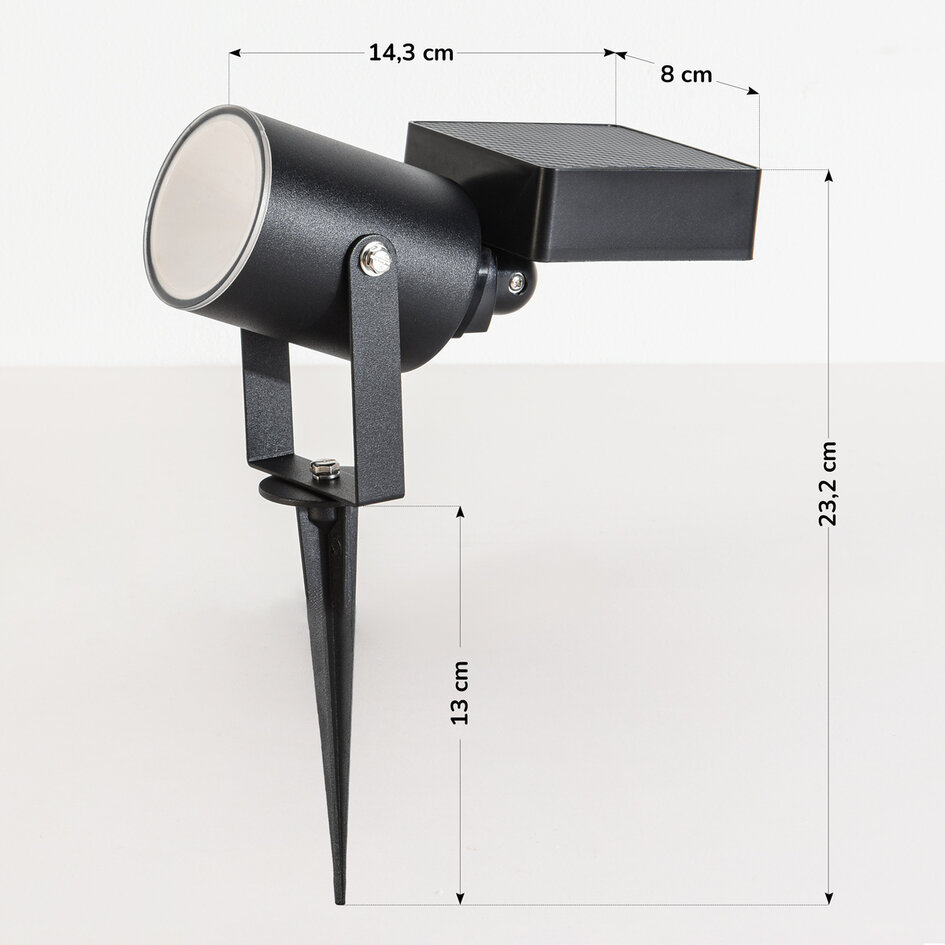Solar-Gartenspot Rivo mit Erdspieß – schwarz