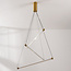 Design-Pendelleuchte Noqta mit 3 Lichtstäben in Goldmessing - Triac-dimmbar