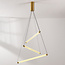 Design-Pendelleuchte Noqta mit 3 Lichtstäben in Goldmessing - Triac-dimmbar