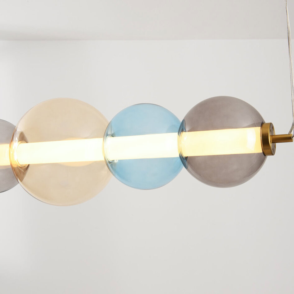 Design-Hängelampe Movar mit LED und farbigen Glaskugeln – triac-dimmbar