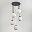 5-flammige moderne Pendelleuchte Marbelle Schwarz mit Glas in Marmoroptik