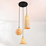 Boho-Pendelleuchte Misu aus Rattan mit drei natürlichen Schirmen
