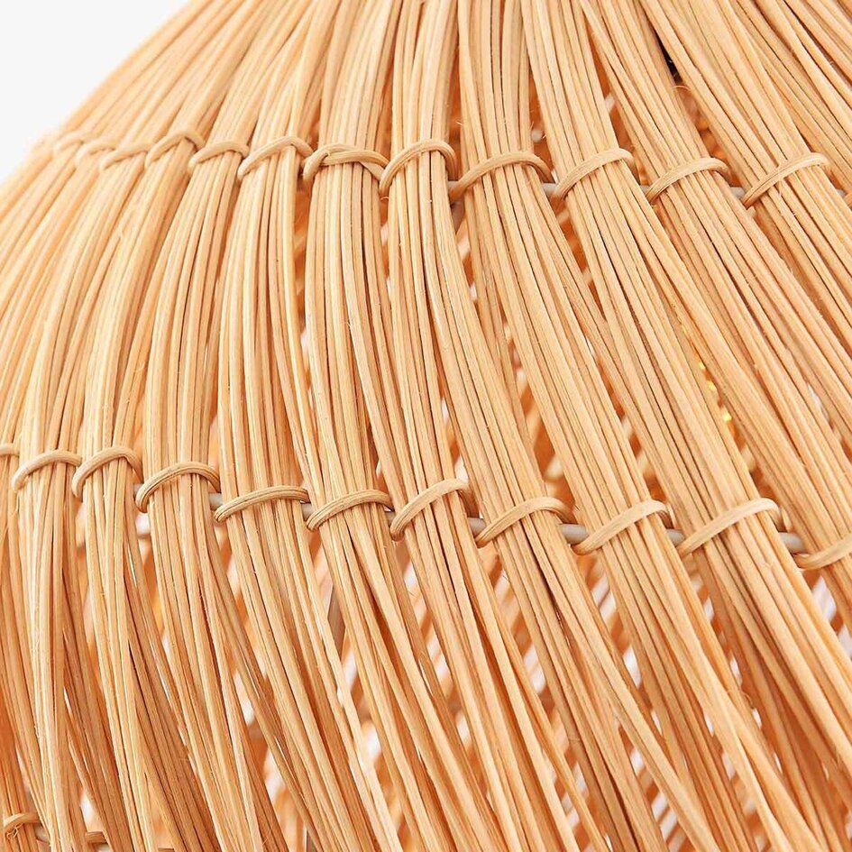 Boho-Pendelleuchte Yori Ø40 cm - Rattan mit Fransen-Design