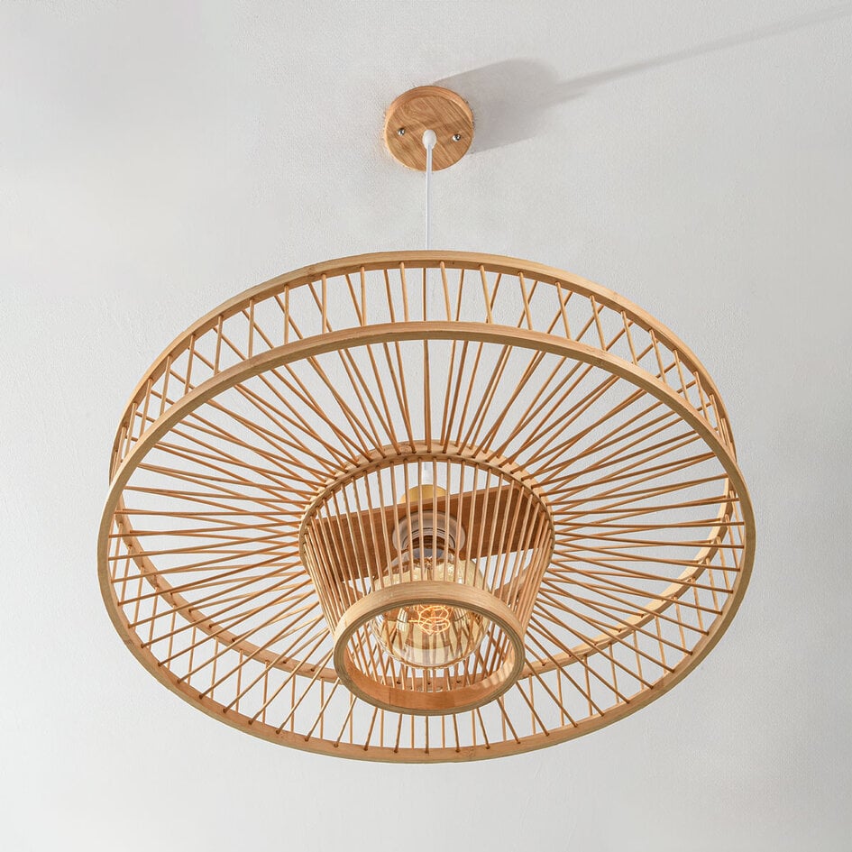 Design-Pendelleuchte Solara - offenes Bambusdesign