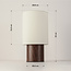 Tischlampe Koja mit Walnussoptik und Stoffschirm