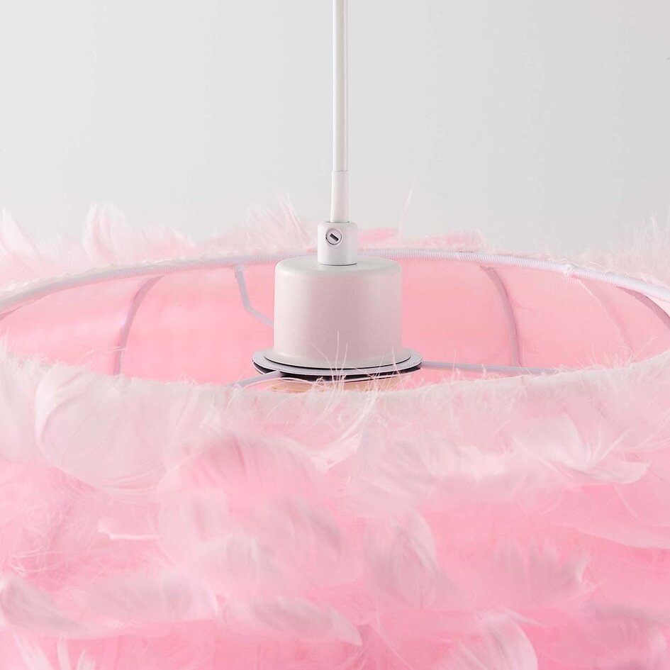 Design-Pendelleuchte Pluma - zartes Rosa mit Federn