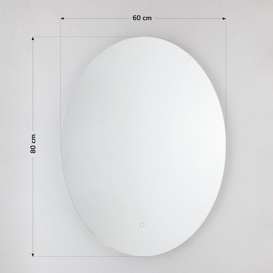 Badezimmerspiegel Illura 60 x 80 cm mit dimmbaren LEDs, Berührungssensor, einstellbaren Farben und Spiegelheizung