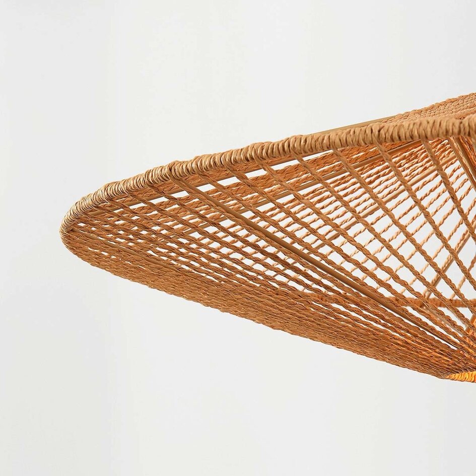 Hängelampe Orana mit doppeltem Schirm aus geflochtenem Papier in Naturfarbe