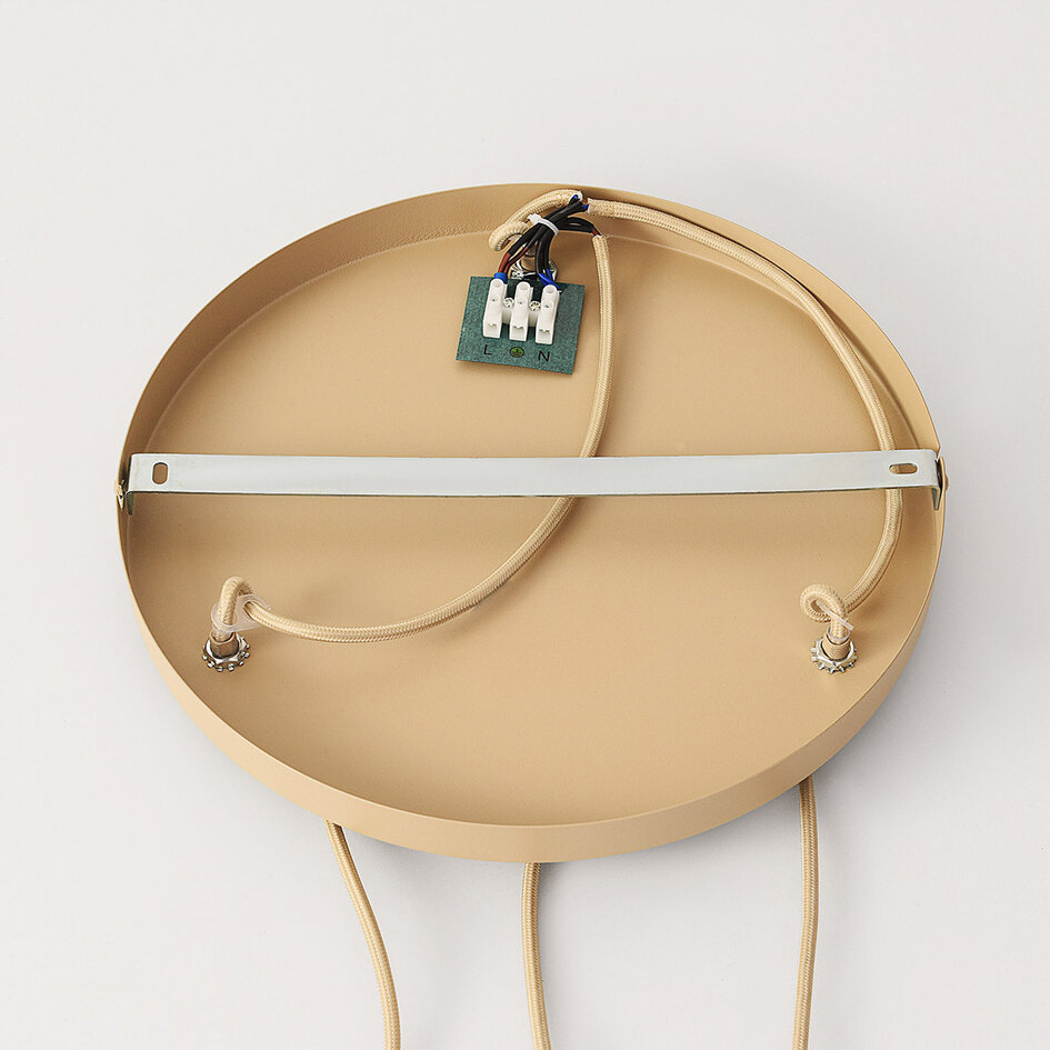 Moderne Hängelampe Kodi in Beige mit milchweißen Gläsern, 3-flammig