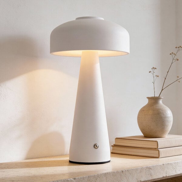 Aufladbare Pilz-Tischlampe Soma mit Touch-Dimmer und einstellbarer Farbtemperatur - Weiß