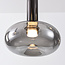 5-flammige Pendelleuchte Valira - Schwarzchrom mit Rauchglas, Fernbedienung und dimmbar
