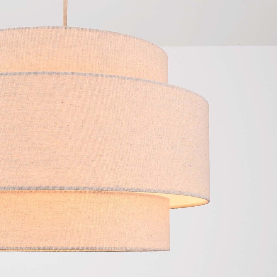 Pendelleuchte Corra - Beige mit geschichtetem Leinenschirm