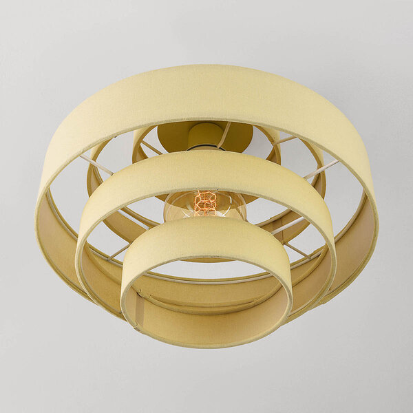 Deckenleuchte Mavro hellgelb mit geschichtetem Stoffschirm