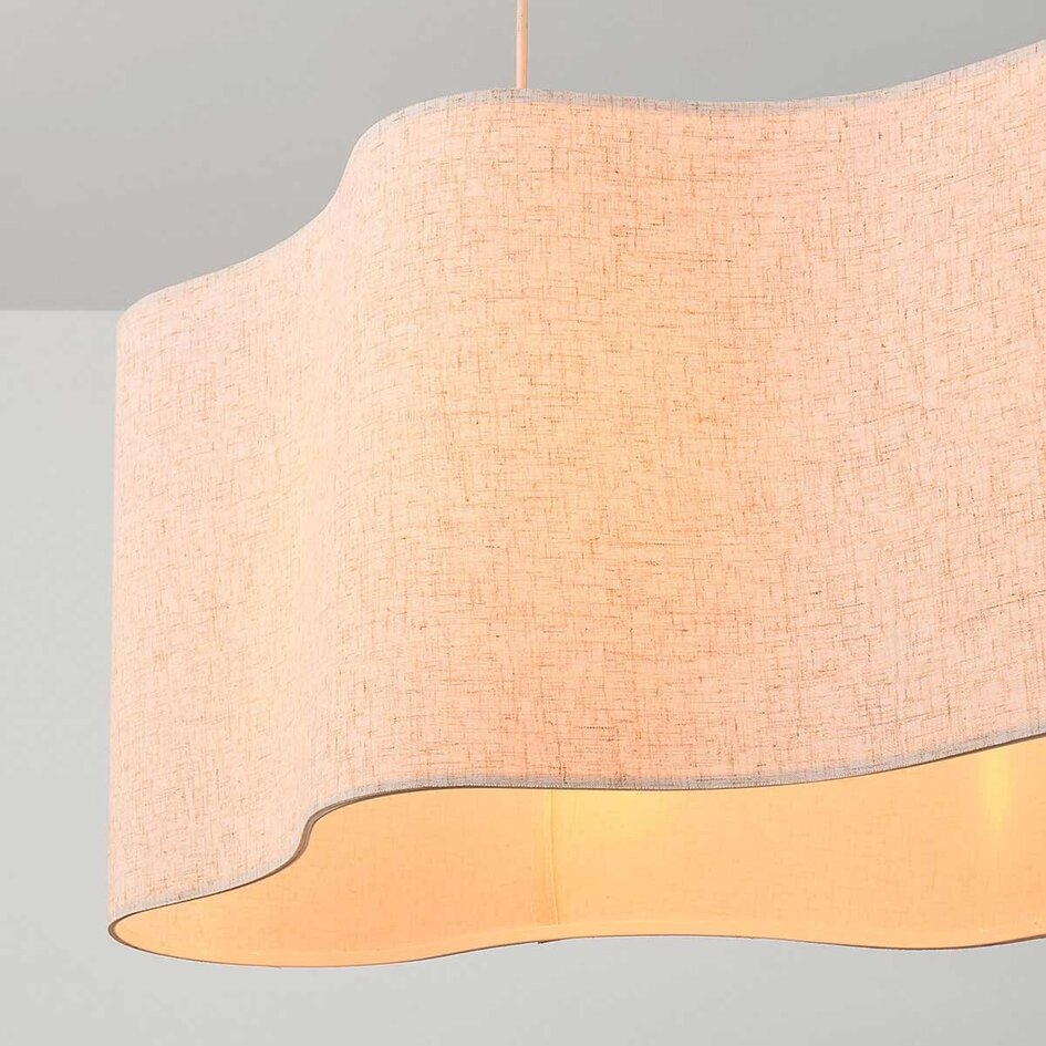 Hängelampe Hirom beige mit Leinenstoffschirm 2-flammig
