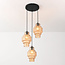 3-flammige Pendelleuchte Orina - Amberglas