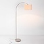 Moderne Steh-Bogenlampe Lerava beige mit Leinen-Schirm