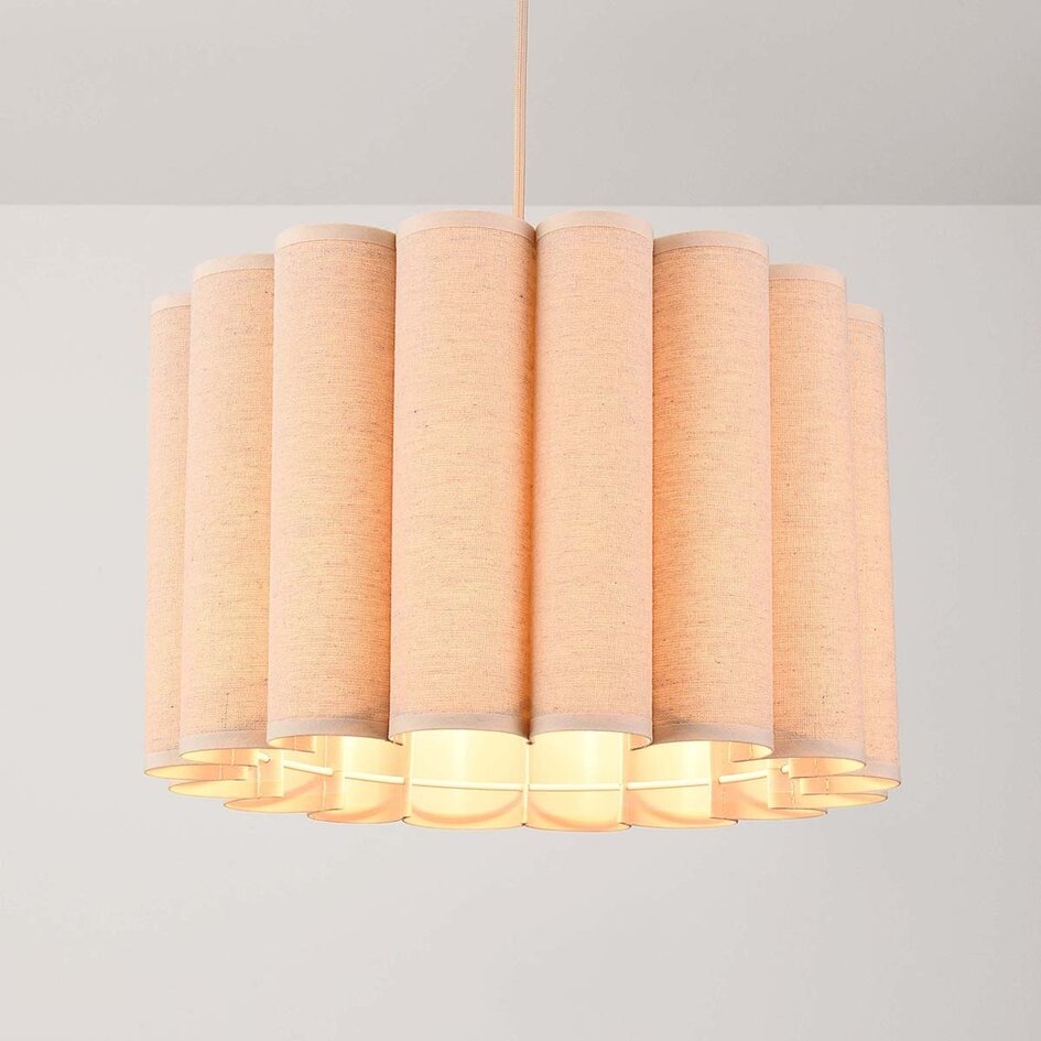 Pendelleuchte Celine - plissierter Leinenschirm in Beige