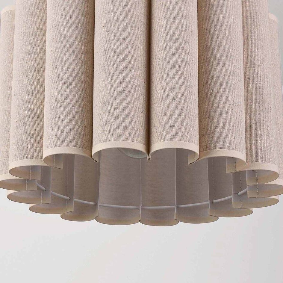 Pendelleuchte Celine - plissierter Leinenschirm in Beige