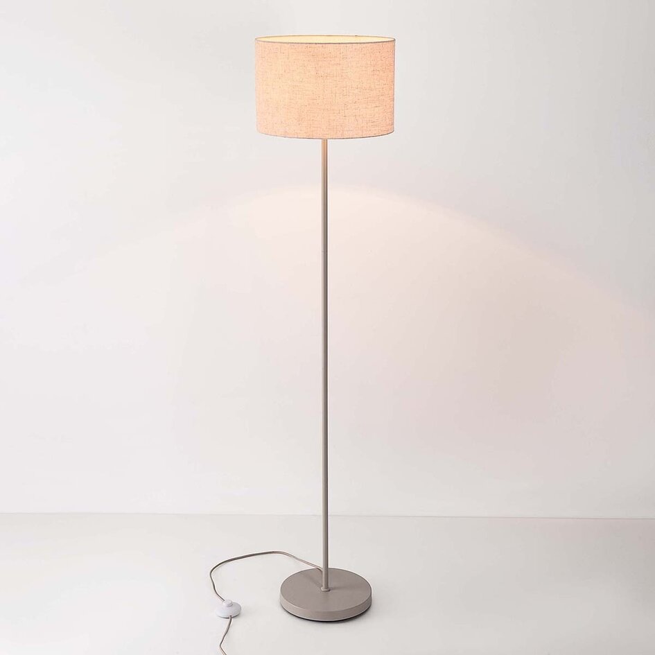 Stehleuchte Avana beige mit Leinen-Schirm