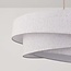 Design Hängelampe Nerai beige mit drei geschichteten Leinen-Lampenschirmen