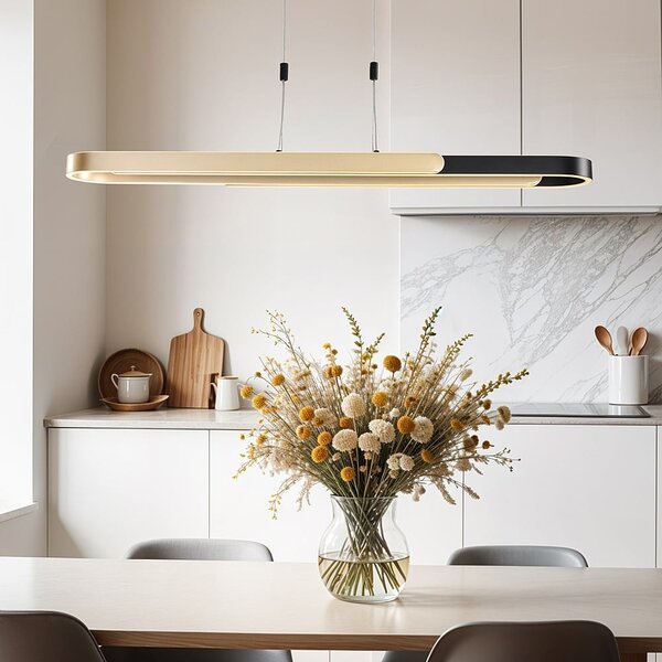 3-stufig dimmbare Hängeleuchte Lilia - schwarz mit gold