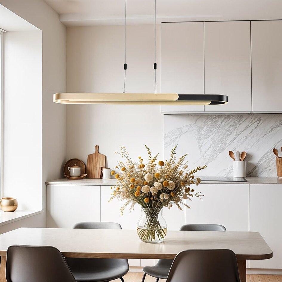 3-stufig dimmbare Hängeleuchte Lilia - schwarz mit gold