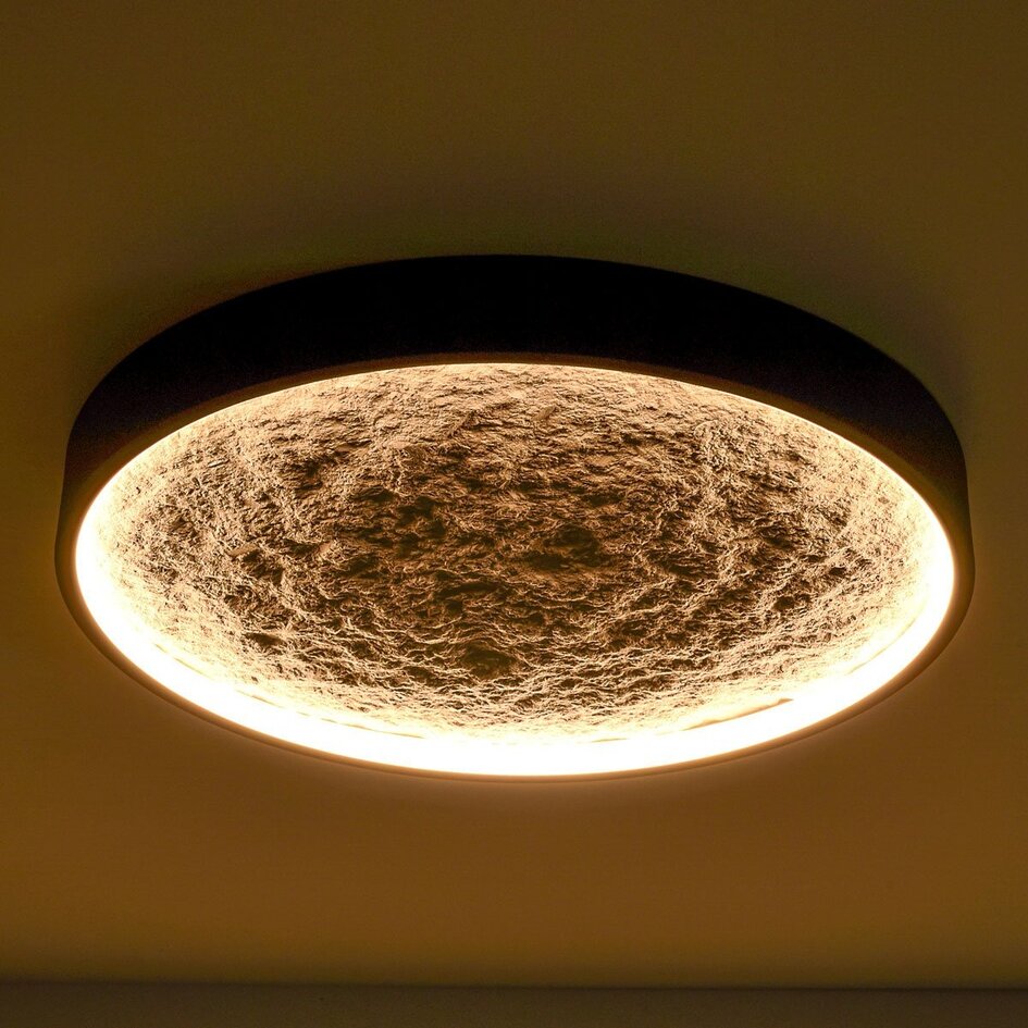 3-stufig dimmbare Deckenleuchte schwarz mit grauem Steineffekt Ø40, 18W