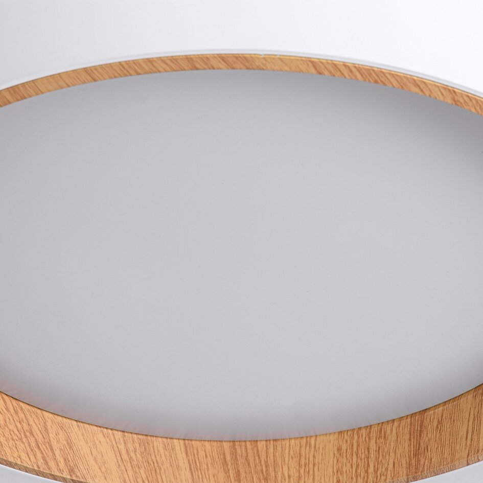 LED-Deckenleuchte Larios, 3-stufig dimmbar Ø39 cm - Weiß mit Holzakzent