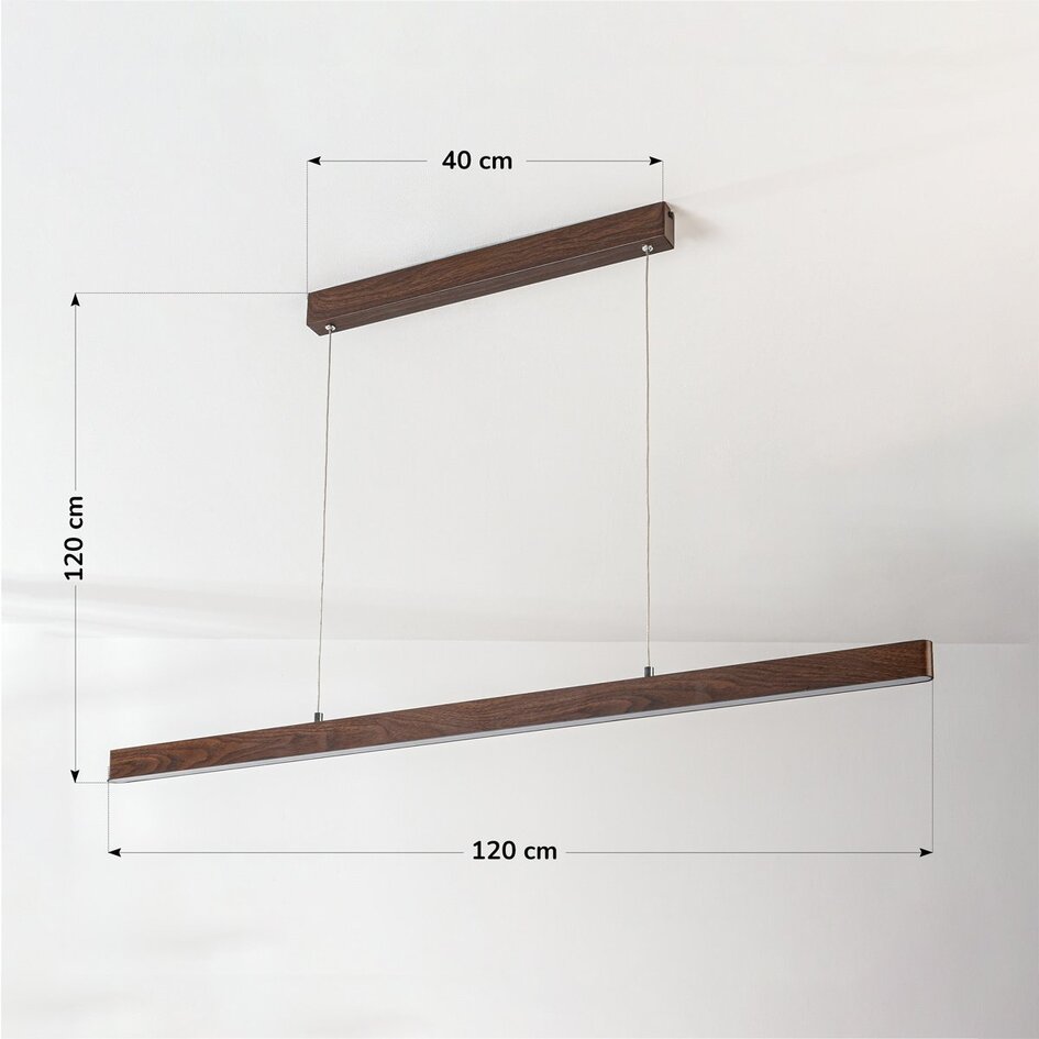 3-stufige dimmbare Hängelampe Elan in dunkler Holzoptik mit integrierter LED