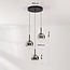 3-flammige Pendelleuchte Drop mit Rauchglas und integrierter LED, 3-stufig dimmbar