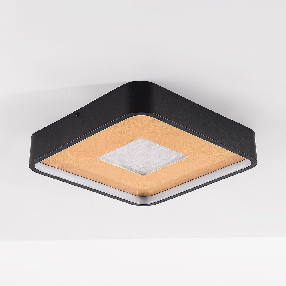 Deckenleuchte Cercal Ø30 cm - Schwarz mit Blattgold-Effekt, 3-stufig dimmbar